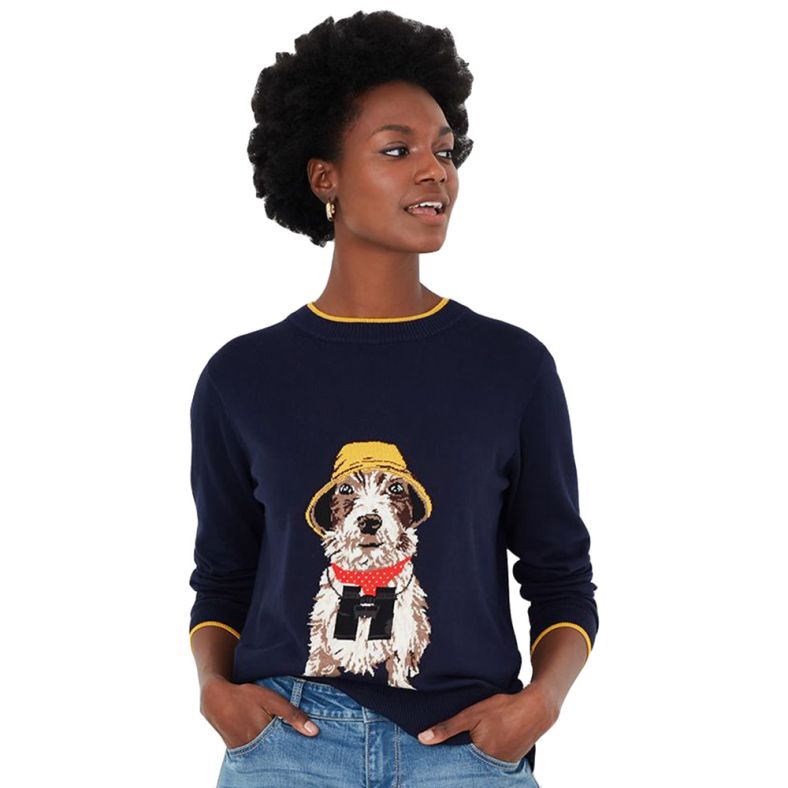 Joules Womens Mariella Intarsia Crew Neck Knitted Jumper Outdoor Look