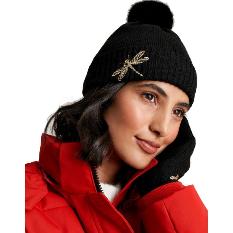 Joules black bobble hat 2025