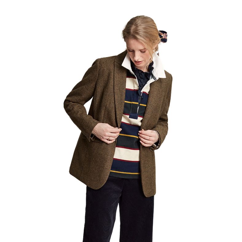 Joules Womens Bramble Wool Tweed Lined Country Blazer Outdoor Look