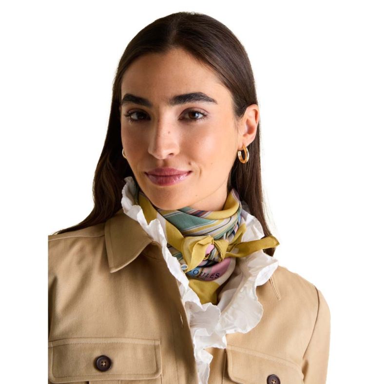 Joules Womens Elsie Printed Lightweight Square Scarf Outdoor Look