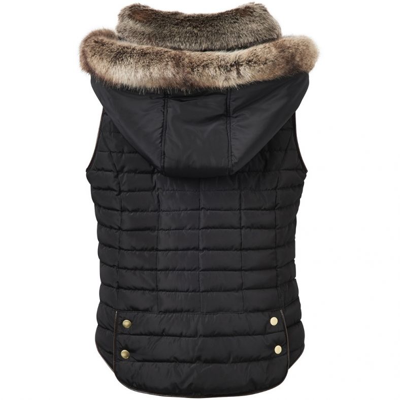 ladies body warmer with fur hood