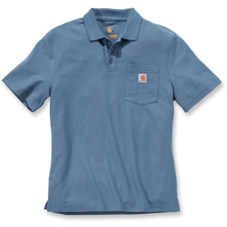 Carhartt Mens Short Sleeve Rib Knit Button Work Pocket Polo Shirt ...