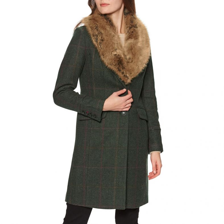 Joules Womens Langley Slim Fit Traditional Tweed Coat Outdoor Look
