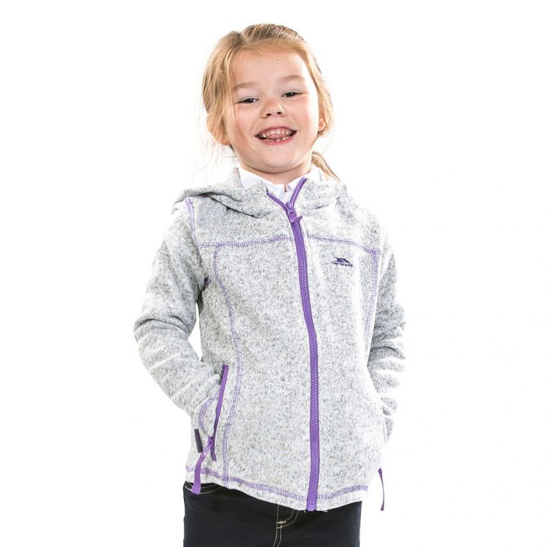 Trespass Girls Lovell Knitted Polyester Full Zip Stitch Detail Fleece Outdoor Look