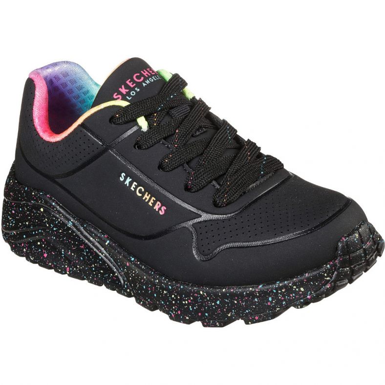 Skechers Boys Uno Lite Rainbow Speckle Lace Up Shoes | Outdoor Look