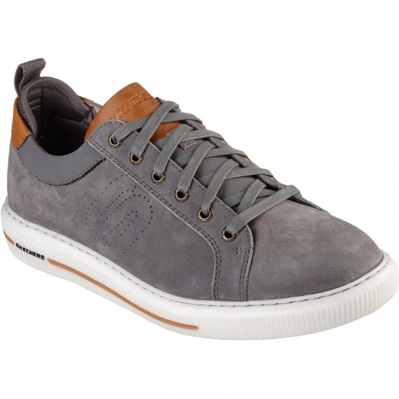 Skechers mens brown leather lace up casual shoes hotsell