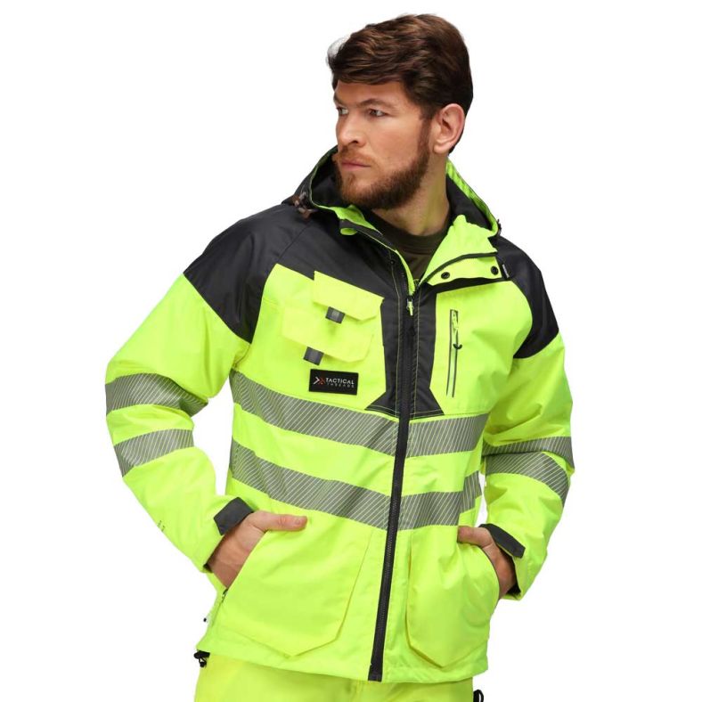 Mens hi clearance vis rain jacket