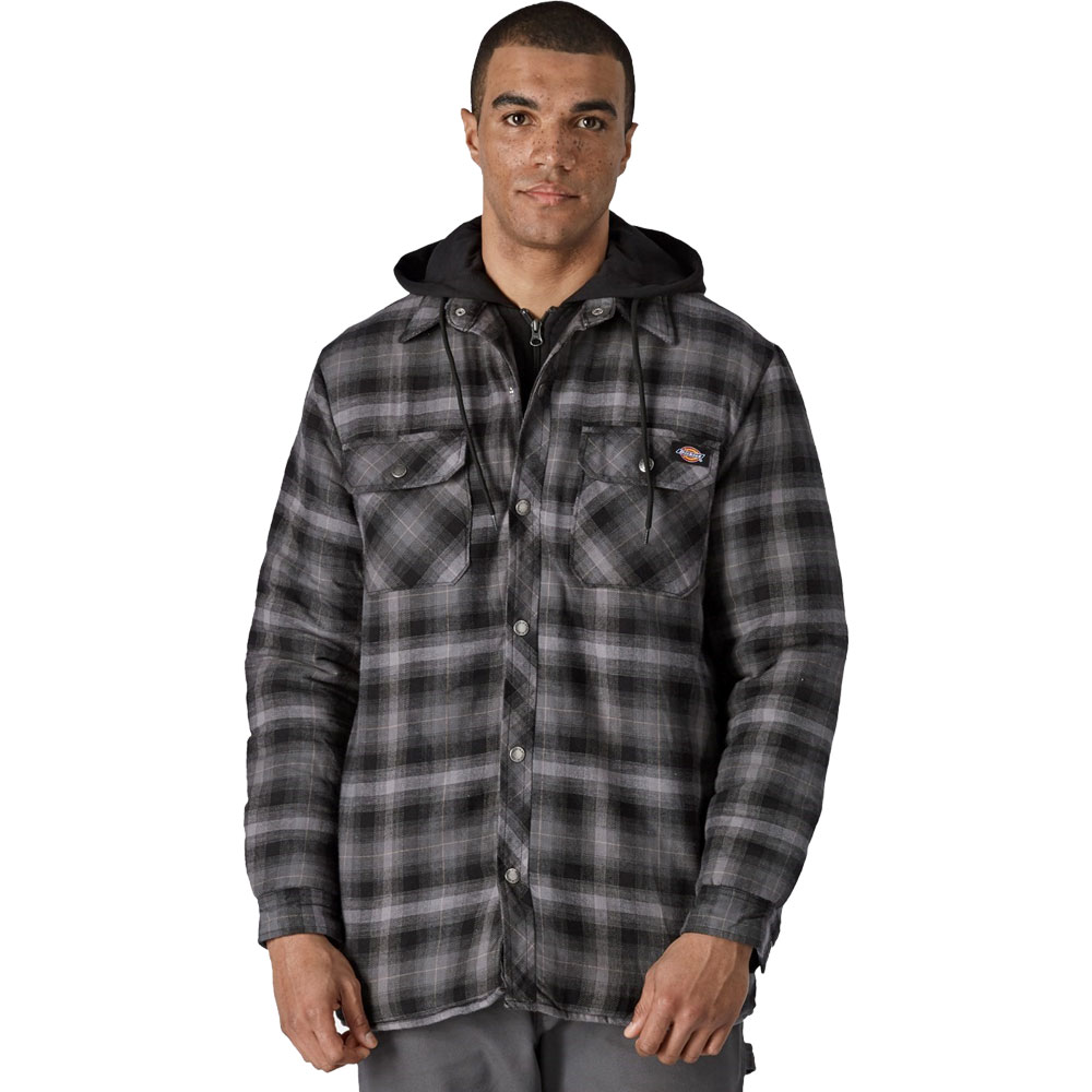Dickies Mens Fleece Hooded Flannel Jacket L - Chest 41-43’