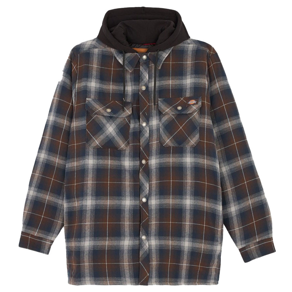 Dickies Mens Fleece Hooded Flannel Shirt Overshirt Jacket M - Chest 38-40’