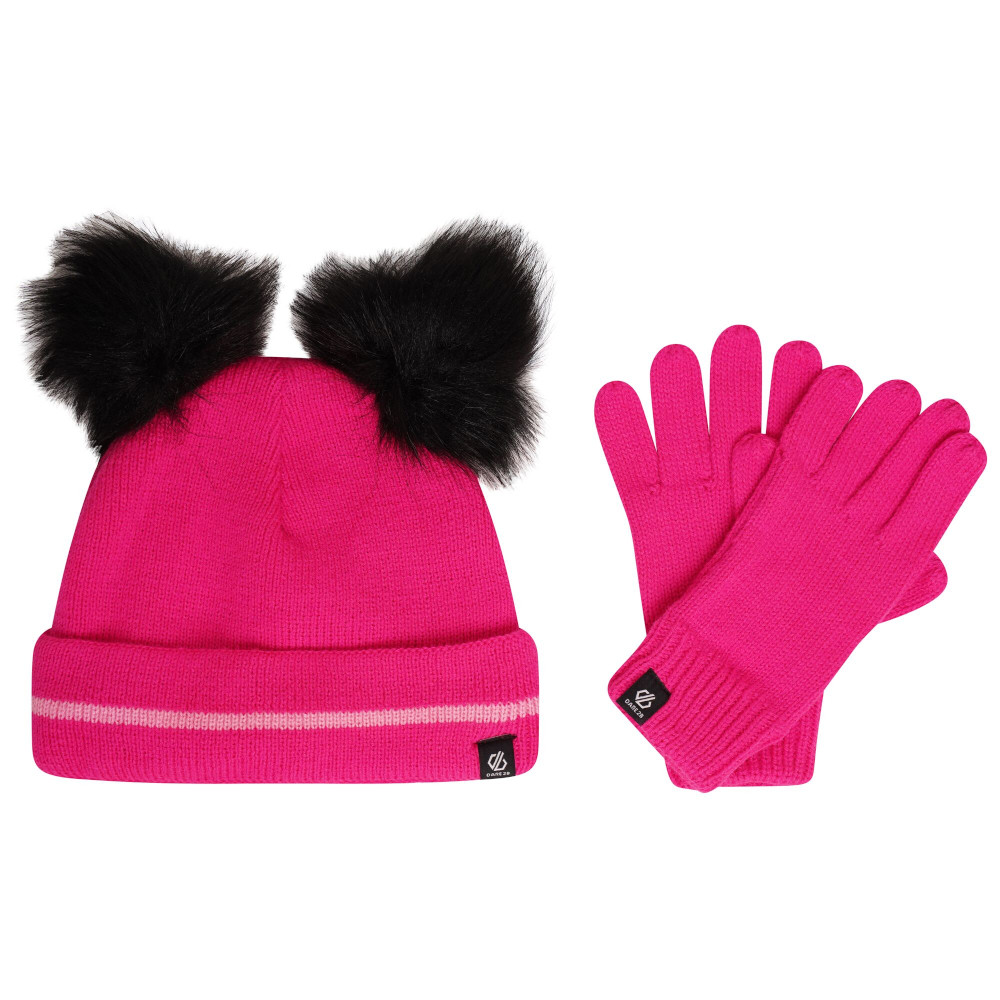Dare 2B Girls Brighten Knitted Dinosaur Hat Gloves 7-10 Years