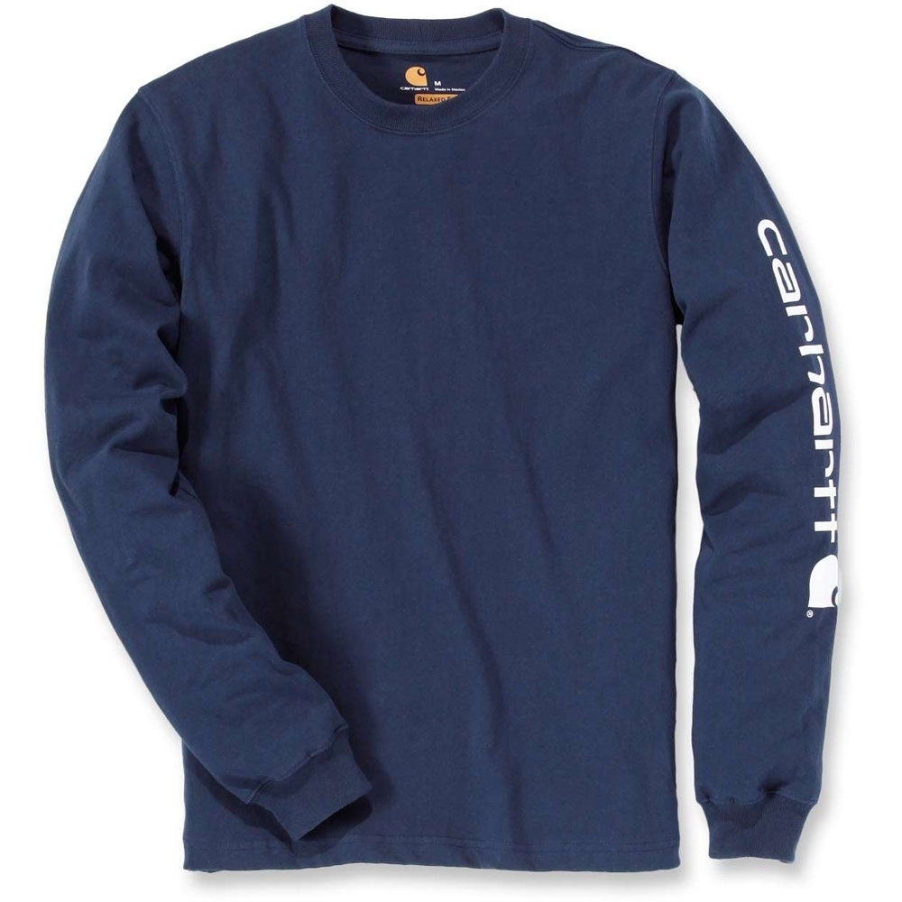 Carhartt Mens Long Sleeve Rib Knit Crew Neck Signature Logo T-Shirt  S - Chest 34-36’ (86-91cm)
