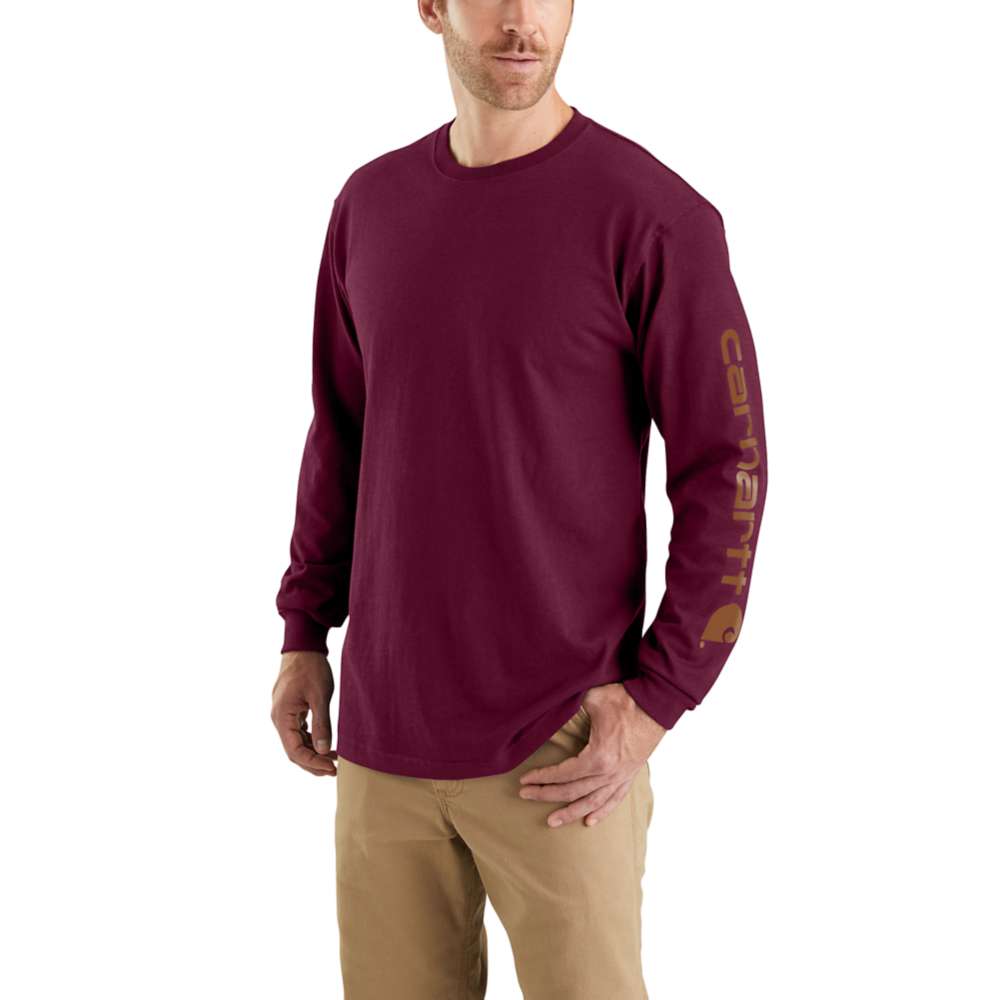 Carhartt Mens Long Sleeve Rib Knit Crew Neck Signature Logo T-Shirt S - Chest 34-36’ (86-91cm)