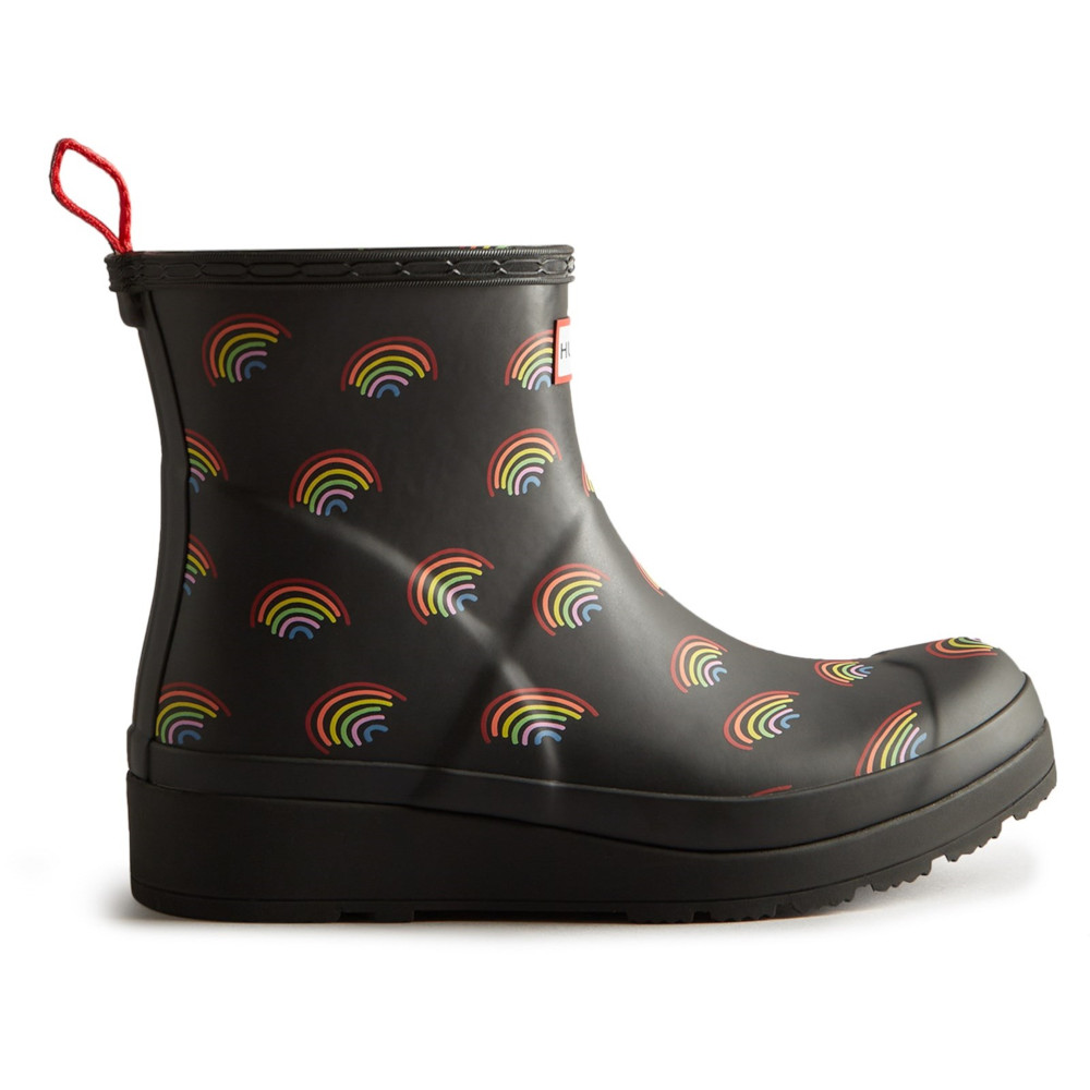 Hunter Womens Play Short Mini Rainbow Print Wellington Boots UK Size 7 (EU 40/41)