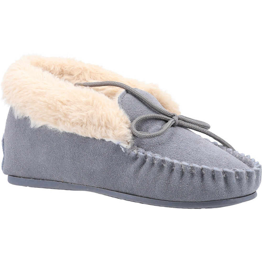 Hush Puppies Womens Philippa Slip On Faux Fur Suede Slippers UK Size 4 (EU 37)