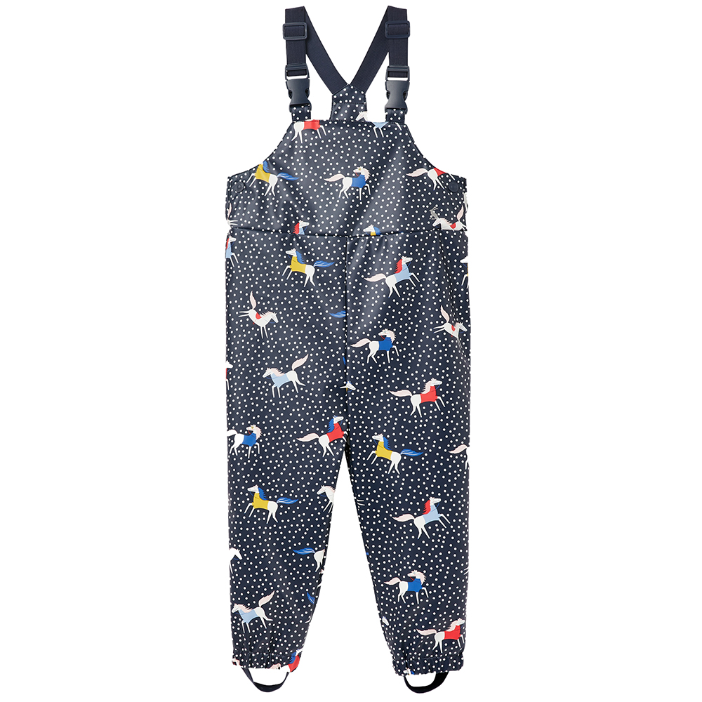 Joules Girls Splashwell Printed Rubber Showerproof Dungarees 2-3 Years