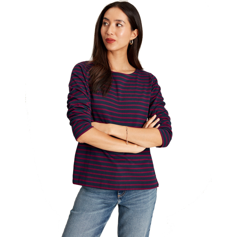 Joules Womens Brancaster Round Neck Cotton Long Sleeve Top UK 12- Bust 37’ (94cm)