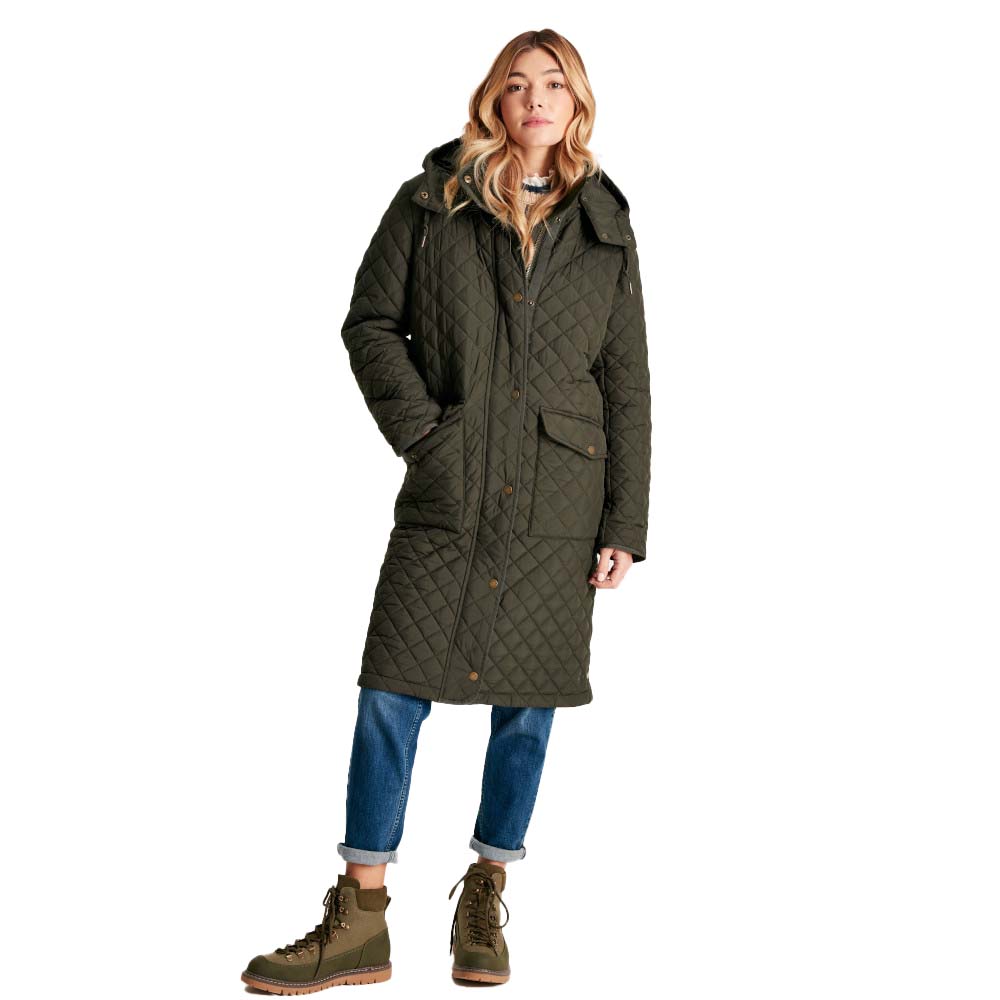 Joules Womens Chatham Padded Quilted Longline Coat UK 14- Bust 39.5’ (100cm)