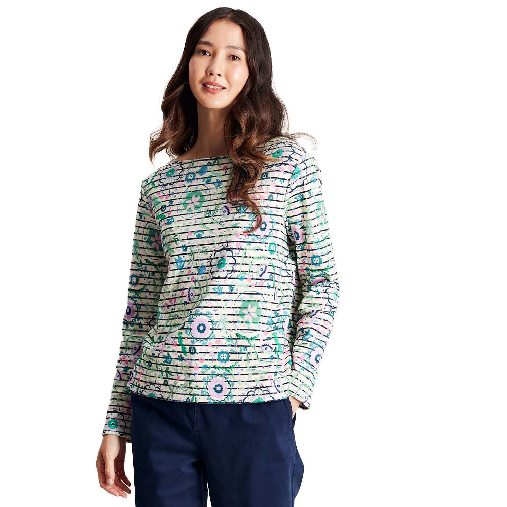 Joules Womens Printed Harbour Cotton Long Sleeved Top UK 10- Bust 35’ (89cm)