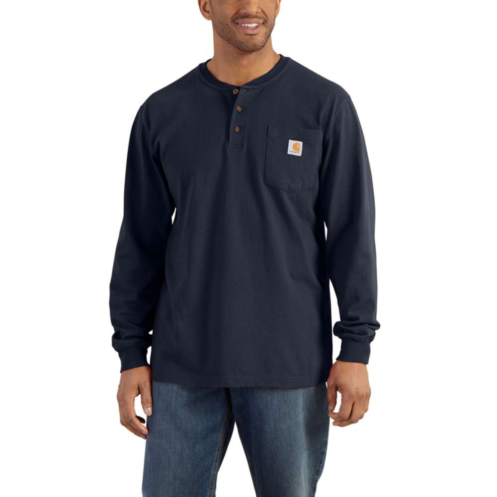 Carhartt Mens Workwear Pocket Henley Long Sleeve T Shirt XXL - Chest 50-52’ (127-132cm)