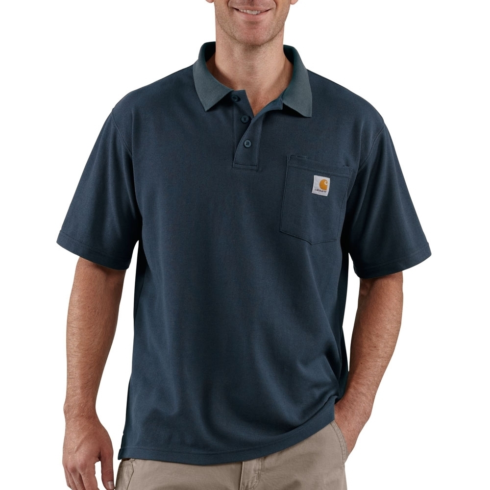 Carhartt Mens Short Sleeve Rib Knit Button Work Pocket Polo Shirt XL - Chest 46-48’ (117-122cm)