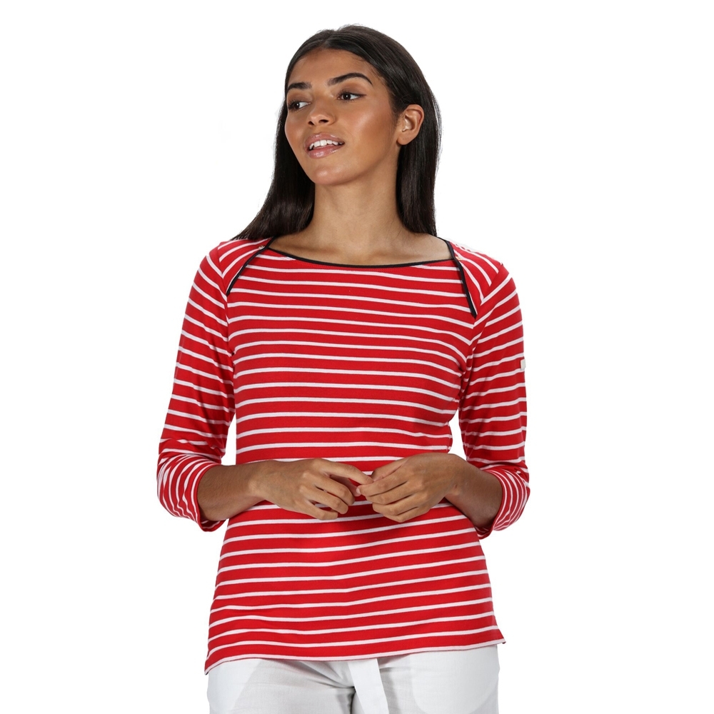 Regatta Womens Polina Coolweave Cotton Striped Jersey Top 8 - Bust 32' (81cm)
