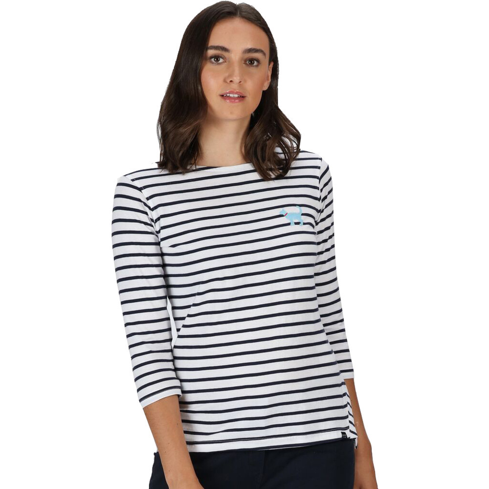Regatta Womens Polina Coolweave Cotton Striped Jersey Top 12 - Bust 36' (92cm)