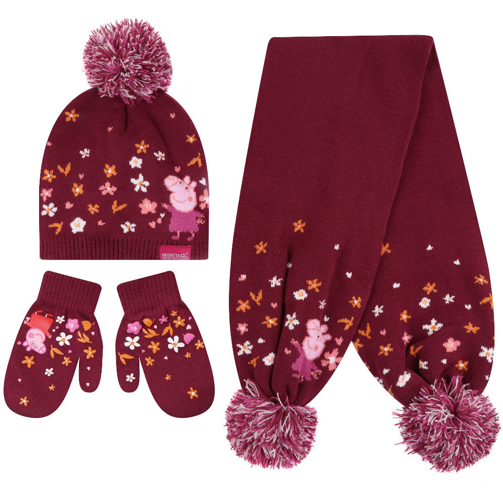 Product image of Regatta Boys Peppa Pig Knitted Hat Gloves Scarf Winter Set Age 4 - 6