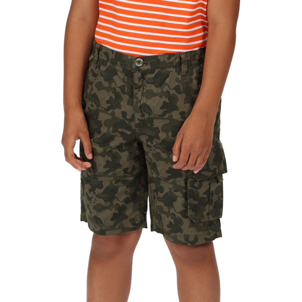 Product image of Regatta Boys Shorewalk Camoflauge Cotton Twill Shorts 9-10 Years - Waist 61-64cm (Height 135-140cm)