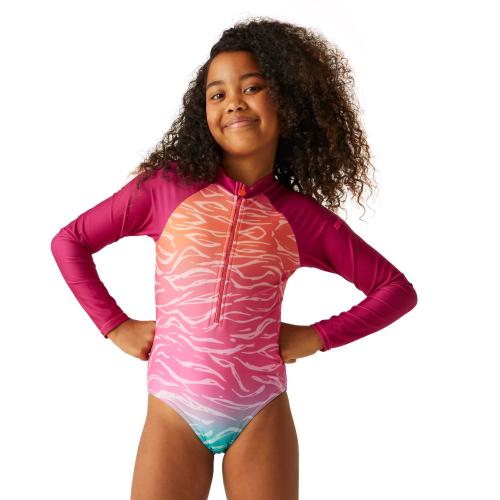 Regatta Girls Long Sleeve Swimming Suit 11-12 Years - Chest 75-79cm (Height 146-152cm)