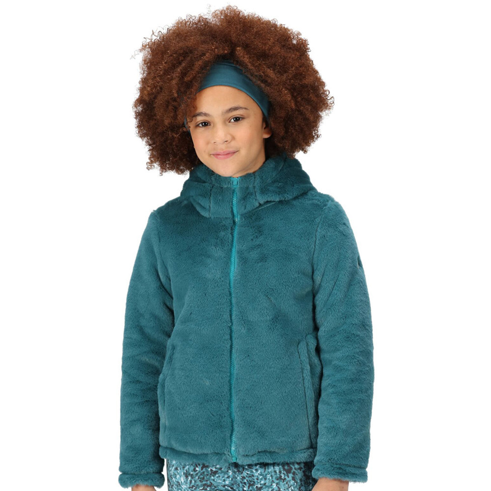 Regatta Girls Spyra III Hooded Reversible Fleece Coat 5-6 Years - Chest 59-61cm (Height 110-116cm)