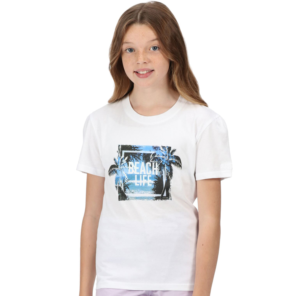 Regatta Girls Bosley V Coolweave Cotton Jersey T Shirt 5-6 Years- Chest 23-24, (59-61cm)
