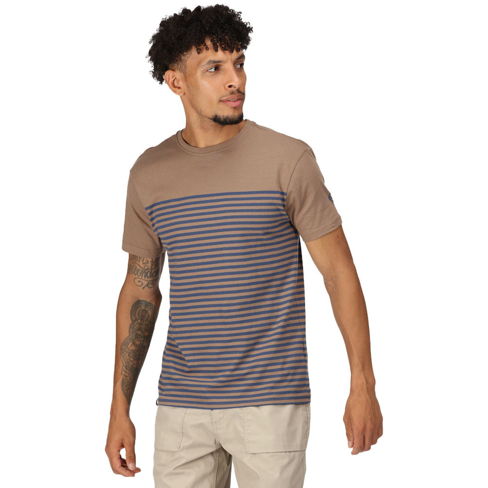 Regatta Mens Shorebay Coolweave Striped Tee T Shirt L - Chest 41-42’ (104-106.5cm)