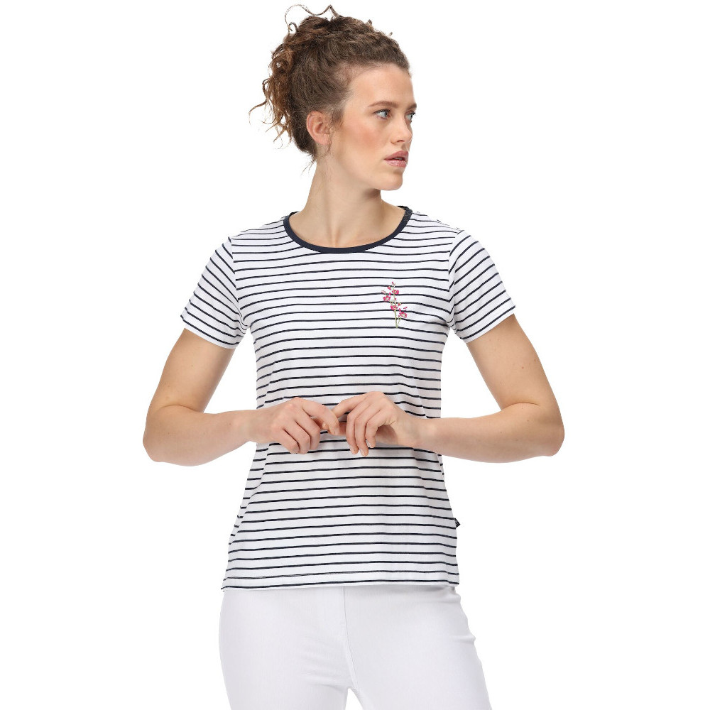Regatta Womens Odalis Coolweave Cotton Stripe Jersey T Shirt 20 - Bust 45’ (114cm)