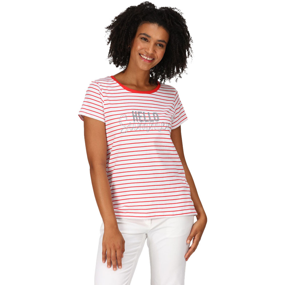 Regatta Womens Odalis II Striped Graphic T Shirt 8 - Bust 32’ (81cm)