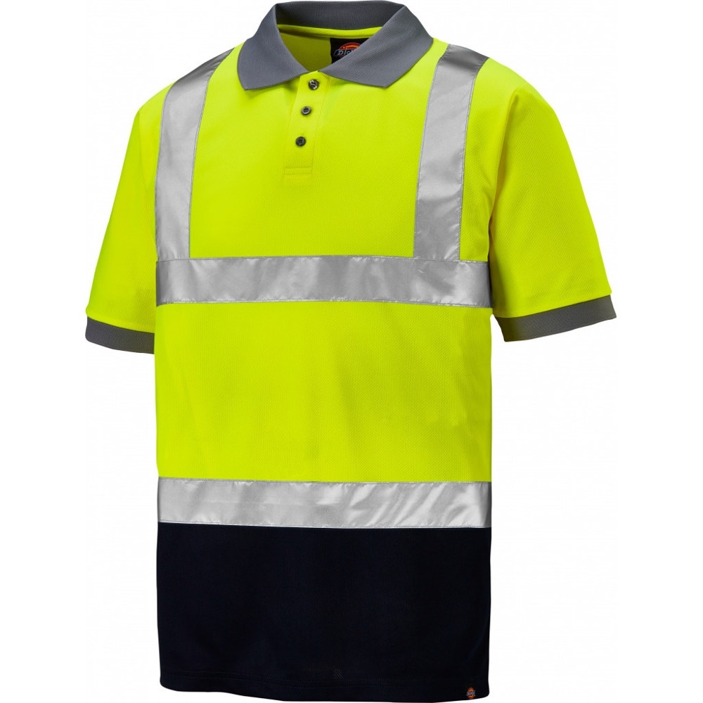 Dickies Mens Hi Visibility Two Tone Workwear Short Sleeve Polo Shirt S - Chest 36-38’