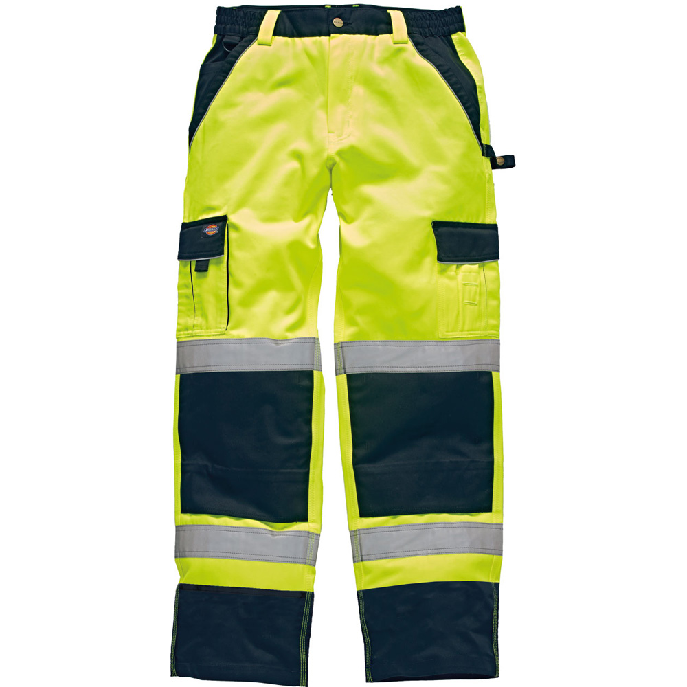 Dickies Mens High Visibility Viz Industry 300 Cargo Trousers Yellow