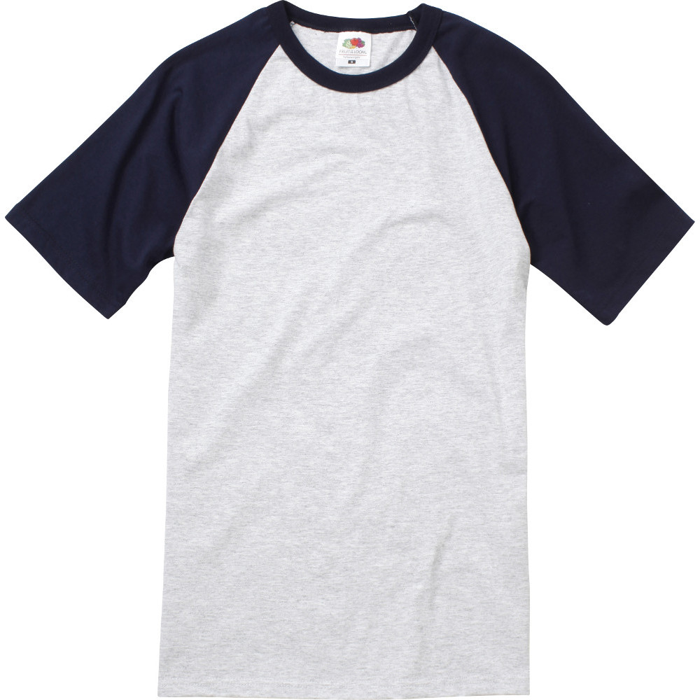 Fruit Of The Loom Mens Short Sleeve Baseball T Shirt XL - Chest 44-46’ (112-117cm)