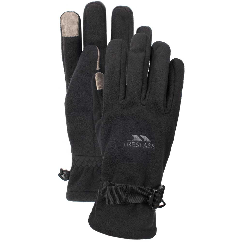 Trespass Mens Womens Contact Bonded Touch Screen Fleece Gloves Black