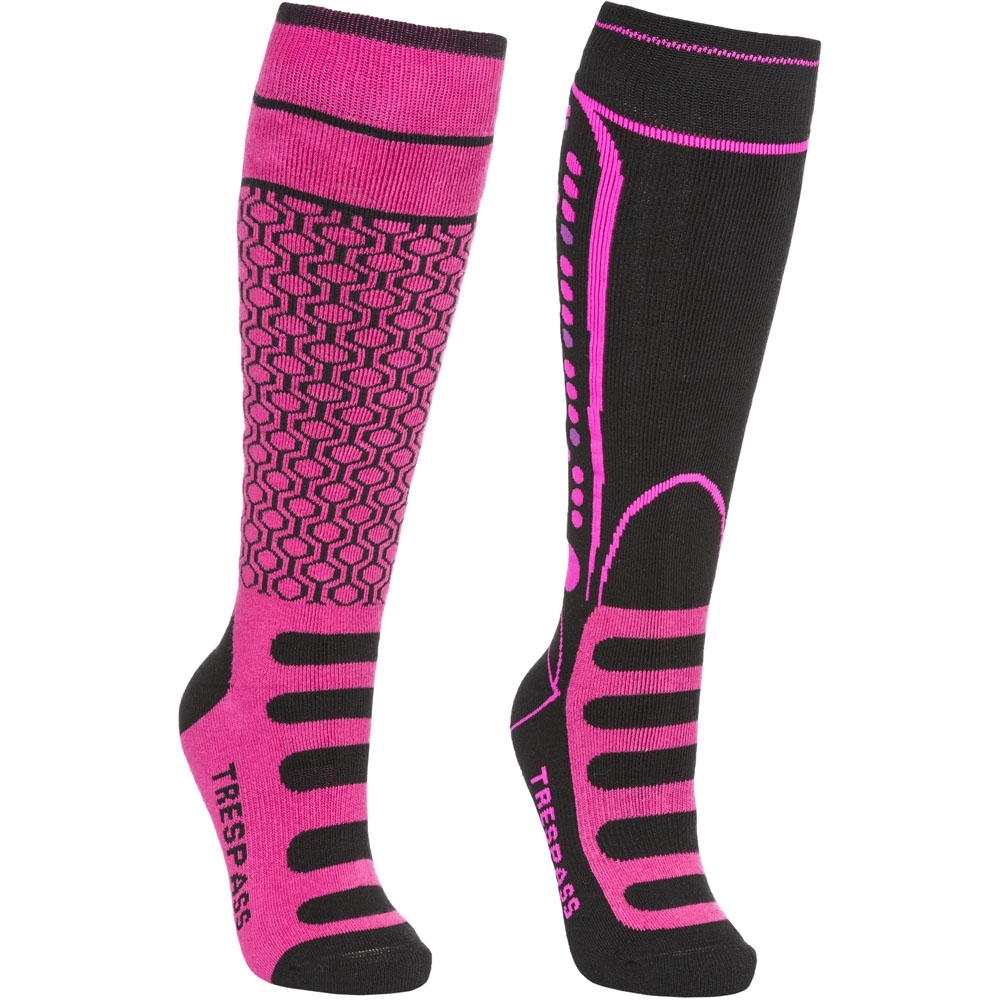 Product image of Trespass Girls & Boys Concave Supportive Snowsport 2 Pack Skiing Socks UK Size 9-12