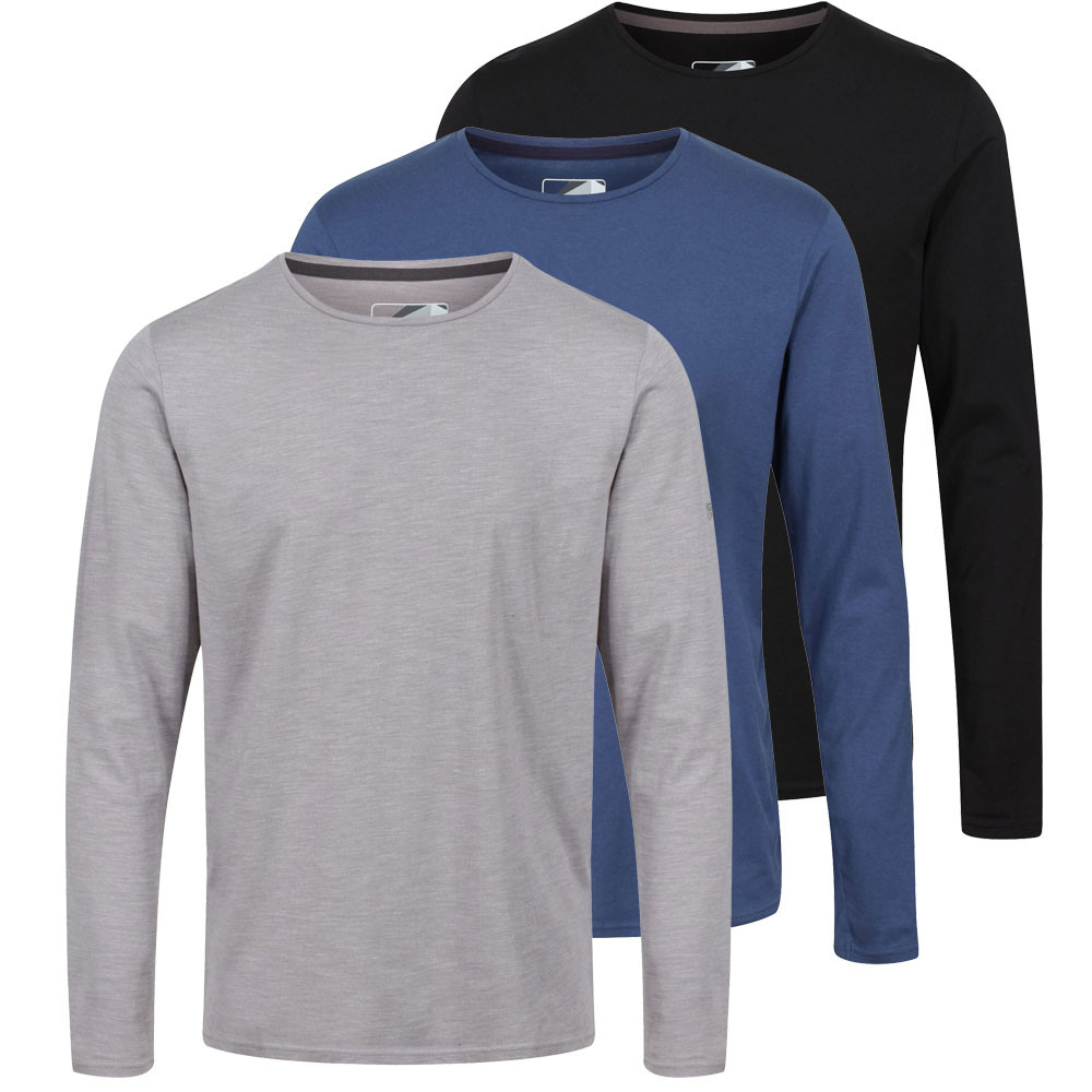Image of Regatta Professional Men's Essentials Long Sleeve 3 Pack T-Shirts Mixed, Size: L