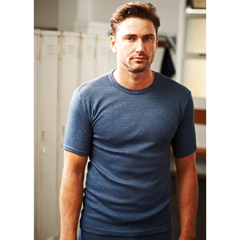 Product image of Regatta Mens Short Sleeved Thermal Baselayer Vest T Shirt Denim Blue