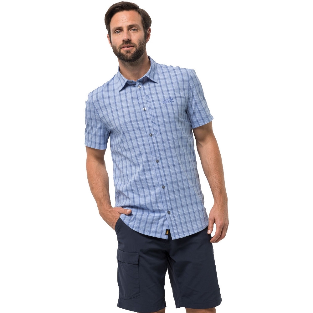Jack Wolfskin Mens Rays Short Sleeve Stretch Vent Button Travel Shirt M - Chest 37-38’ (93-97cm)