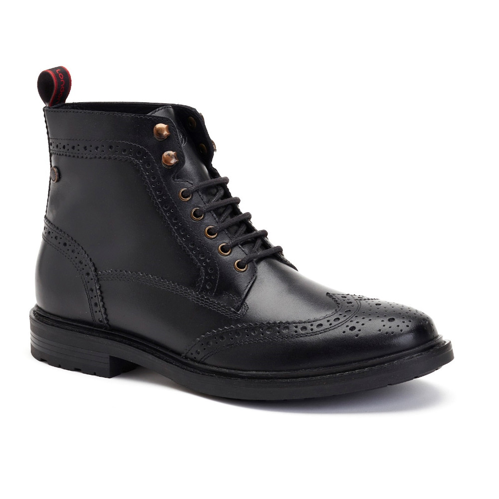 base london hopkins brogue boots in black