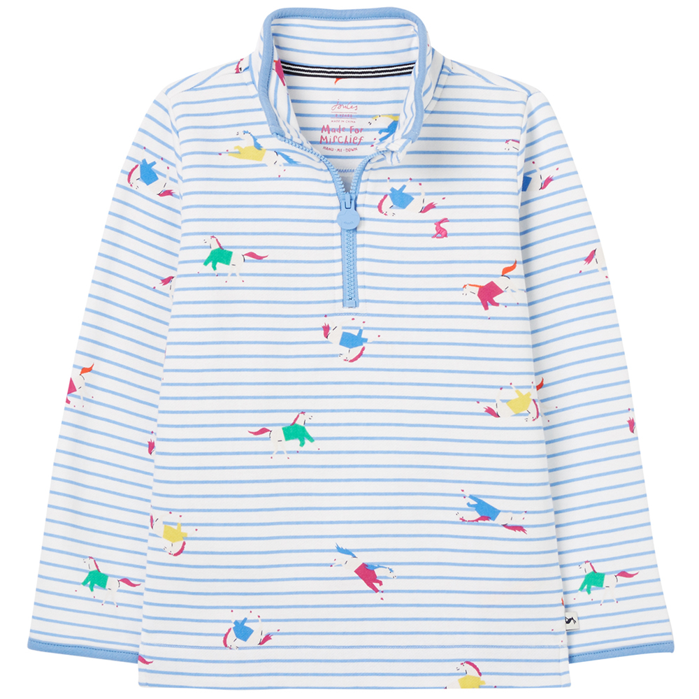 Joules Girls Fairdale Quarter Zip Printed Casual Sweatshirt Outdoor Look