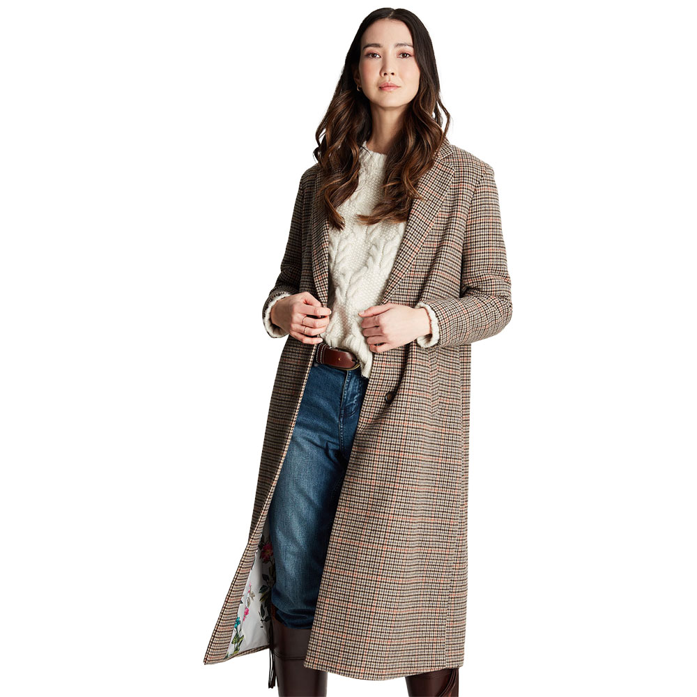 Joules Womens Harrow Longline Country Tweed Coat Jacket Outdoor Look