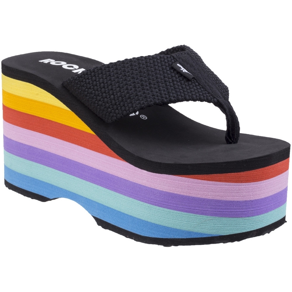 rocket dog platform flip flops black